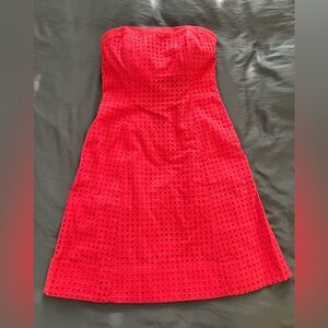 White House Black Market red strapless dress